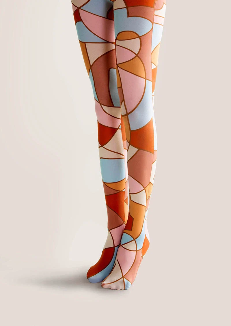 Viken Plan Art Print Tights Geometric Figure Pantyhose/Tights [Dusk Refrain] - Image 3