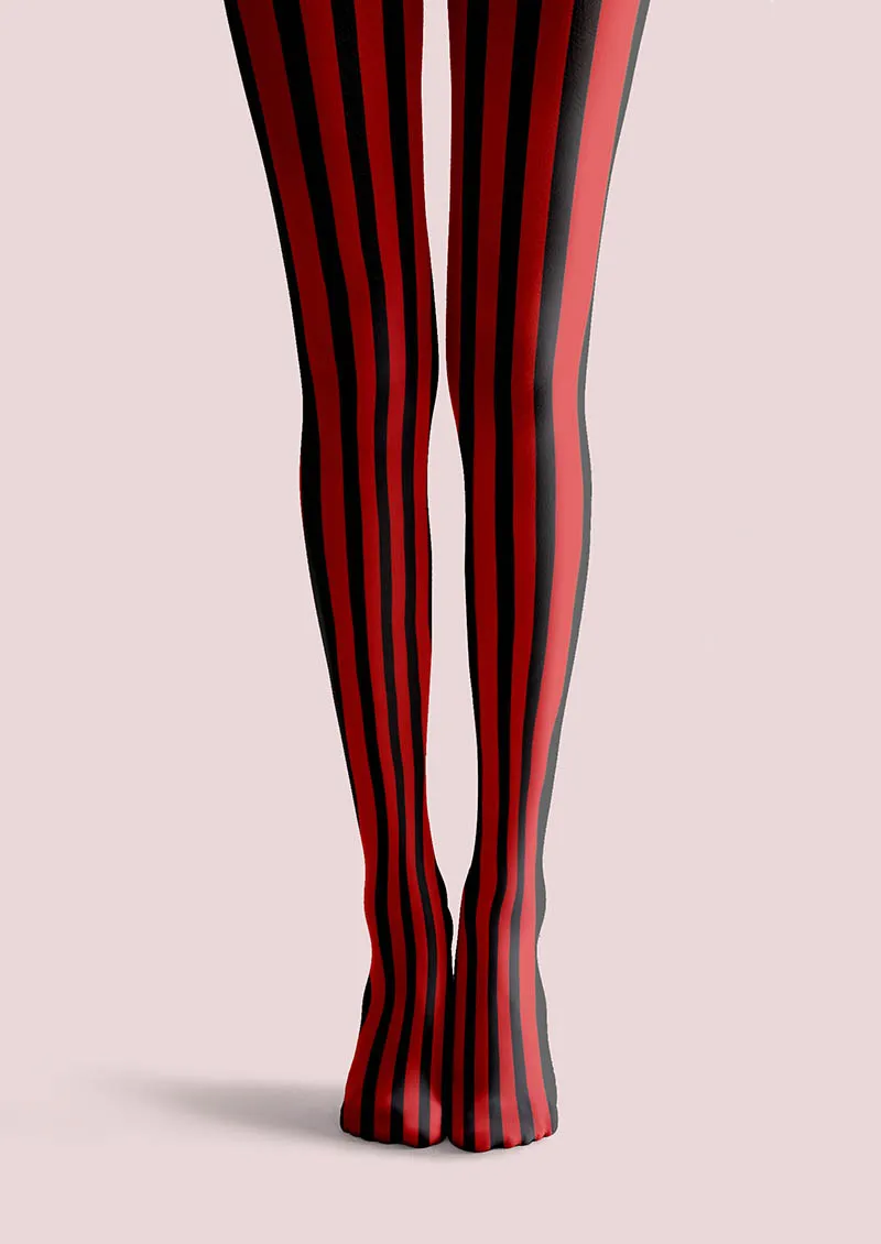 Viken Plan Electric Red Stripes Tights Hosiery Pantyhose - Image 6