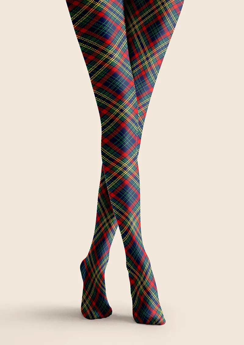 Viken Plan Christmas Emerald Tartan Chic Tights Hosiery Pantyhose - Image 3
