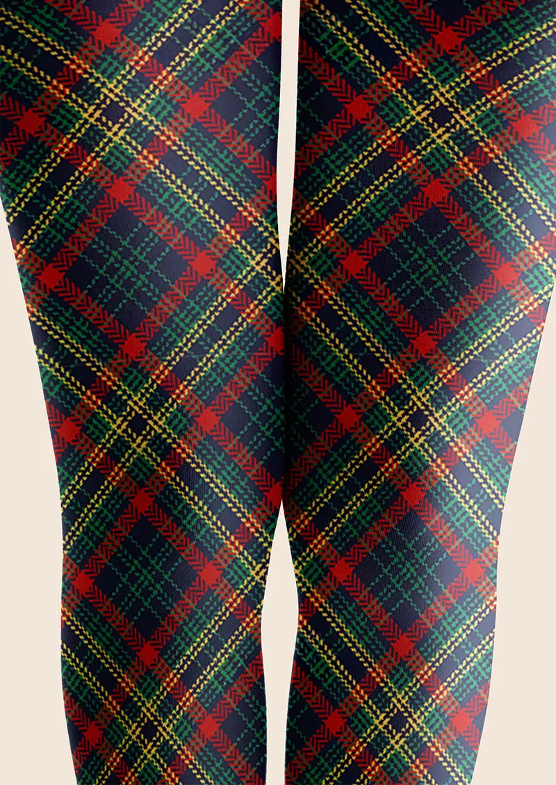 Viken Plan Christmas Emerald Tartan Chic Tights Hosiery Pantyhose - Image 4
