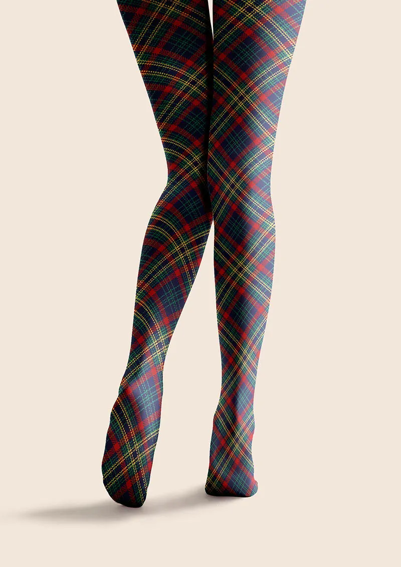Viken Plan Christmas Emerald Tartan Chic Tights Hosiery Pantyhose - Image 5