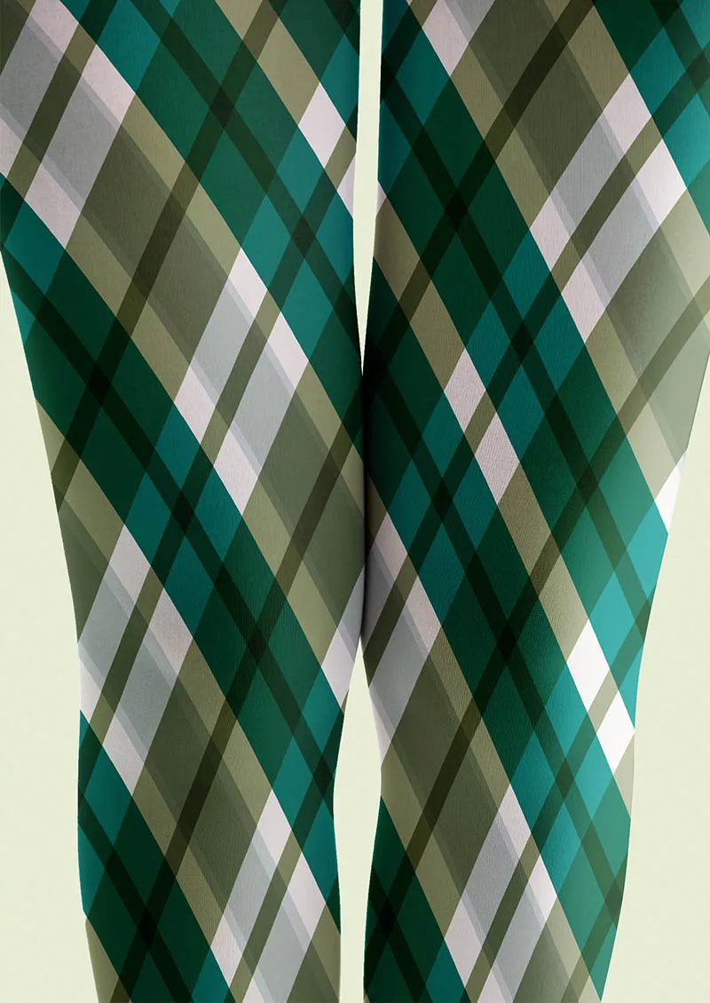 Viken Plan Forest Check Pattern Tights Hosiery Pantyhose - Image 3