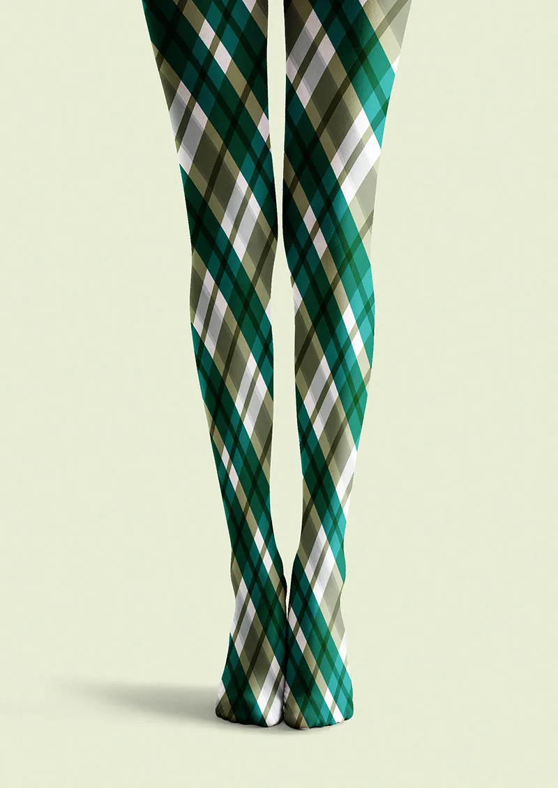 Viken Plan Forest Check Pattern Tights Hosiery Pantyhose - Image 4