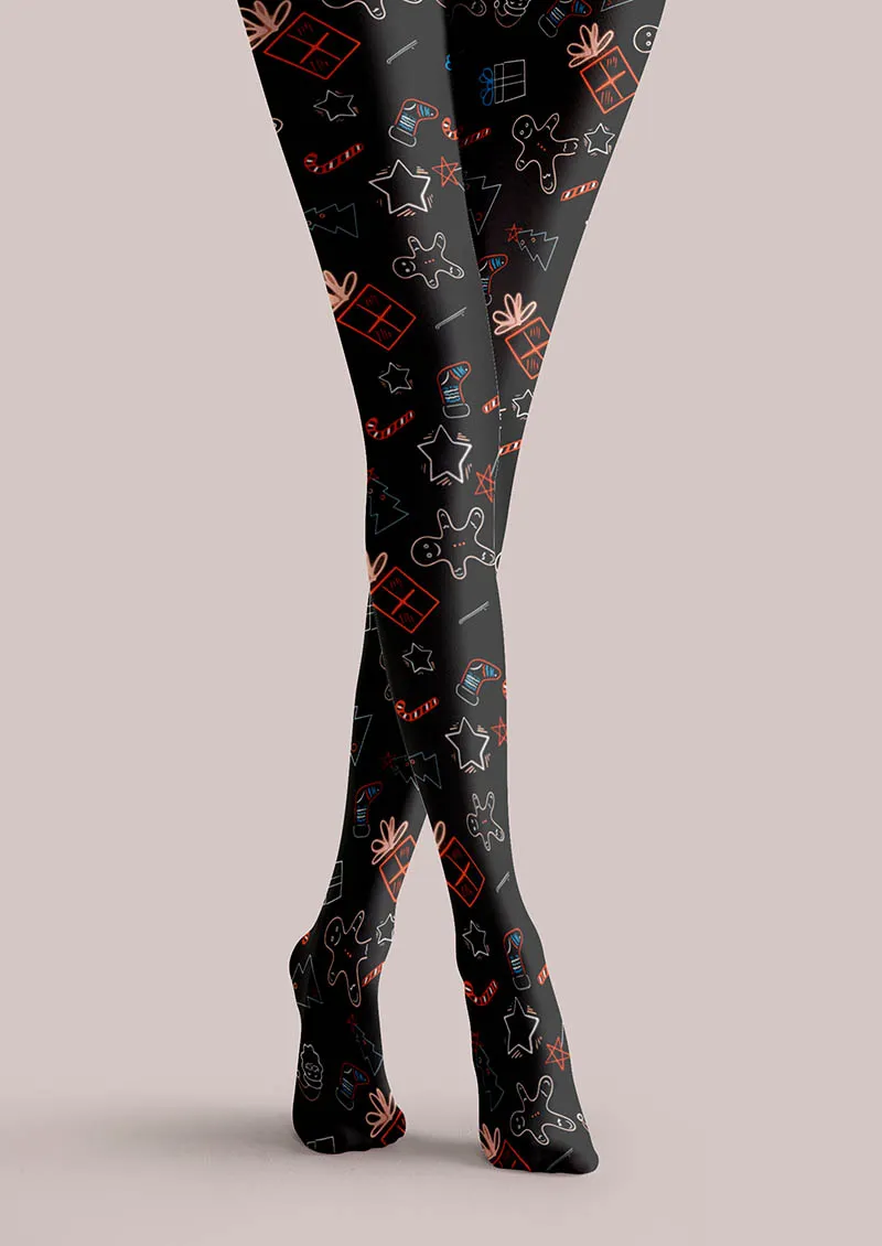 Viken Plan Christmas Fun Art Gingerbread Night Tights Hosiery Pantyhose - Image 3