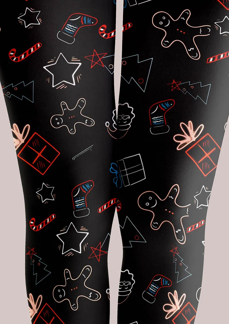 Viken Plan Christmas Fun Art Gingerbread Night Tights Hosiery Pantyhose - Image 4