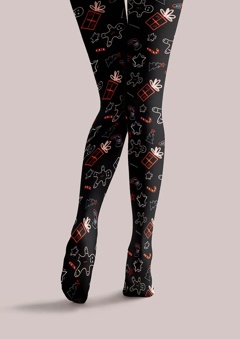 Viken Plan Christmas Fun Art Gingerbread Night Tights Hosiery Pantyhose - Image 5