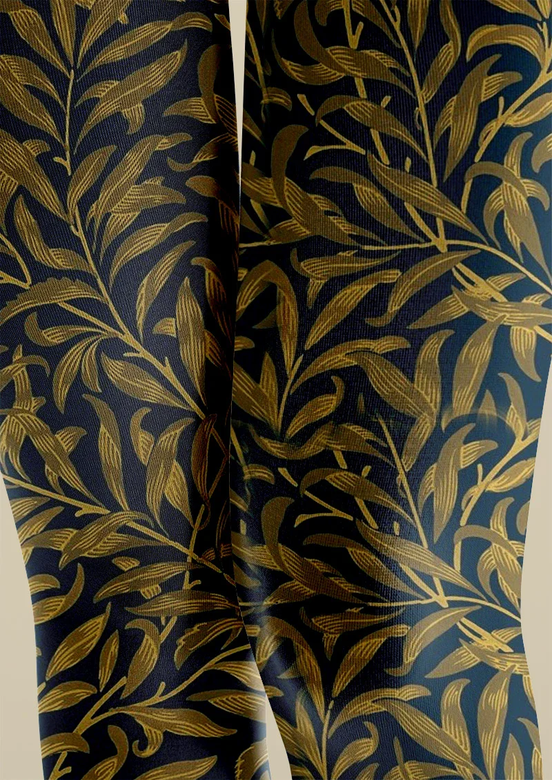 Viken Plan Golden Botanical Pattern Tights Hosiery Pantyhose - Image 5