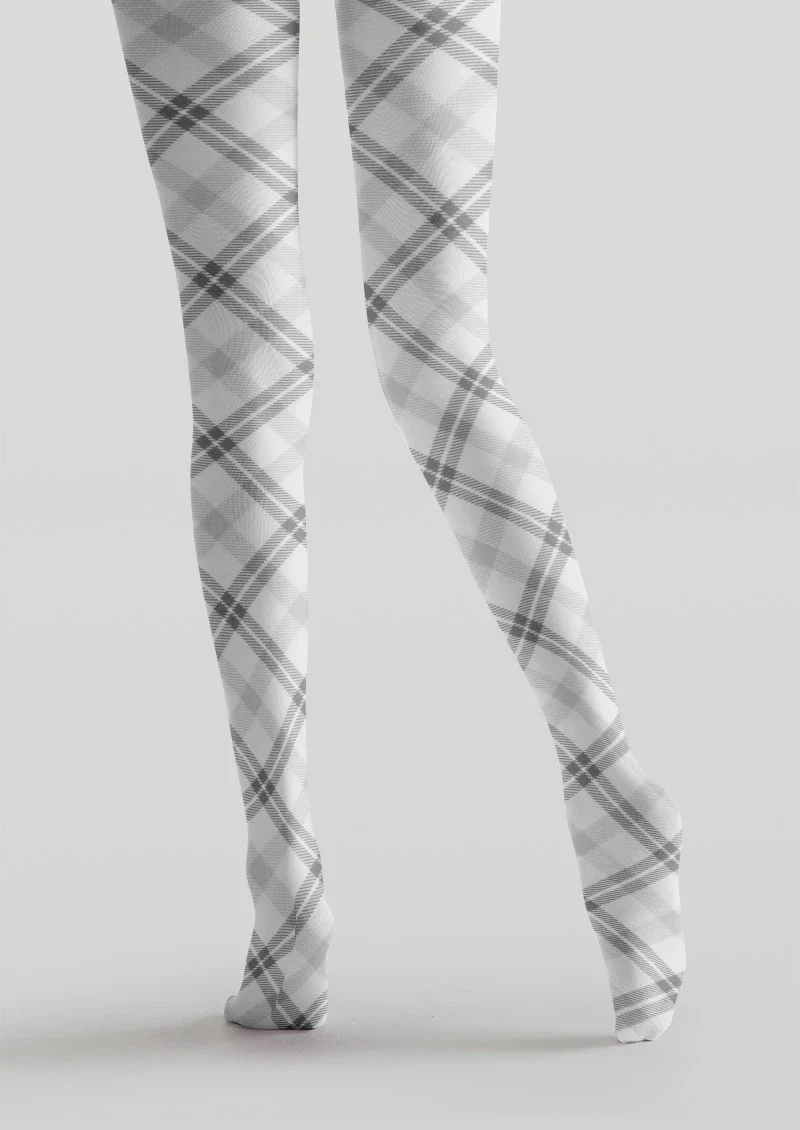 Viken Plan Gray Plaid Tights Hosiery Pantyhose
