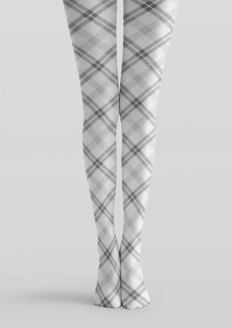 Viken Plan Gray Plaid Tights Hosiery Pantyhose - Image 3