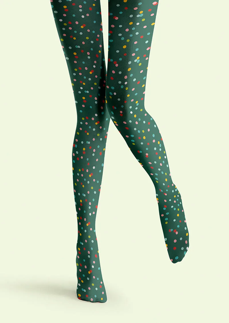 Viken Plan Green Confetti Tights Hosiery Pantyhose - Image 3