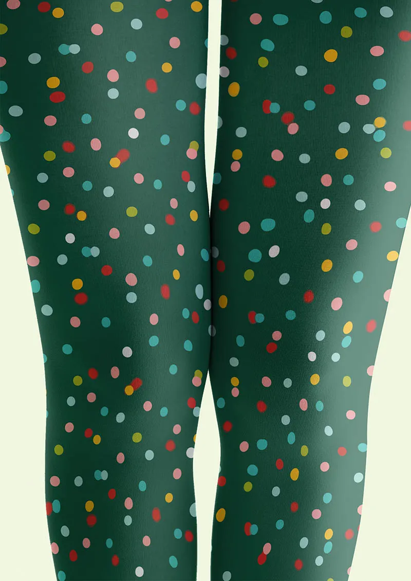 Viken Plan Green Confetti Tights Hosiery Pantyhose - Image 4