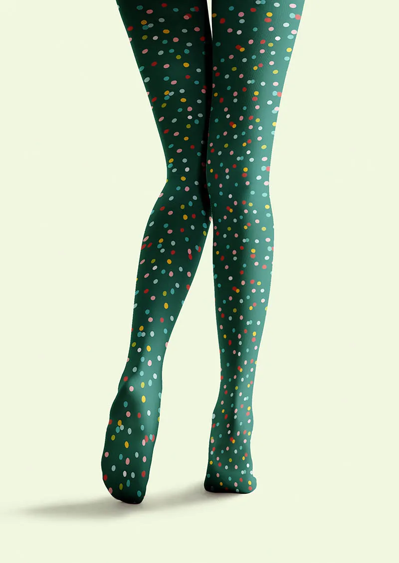 Viken Plan Green Confetti Tights Hosiery Pantyhose - Image 5