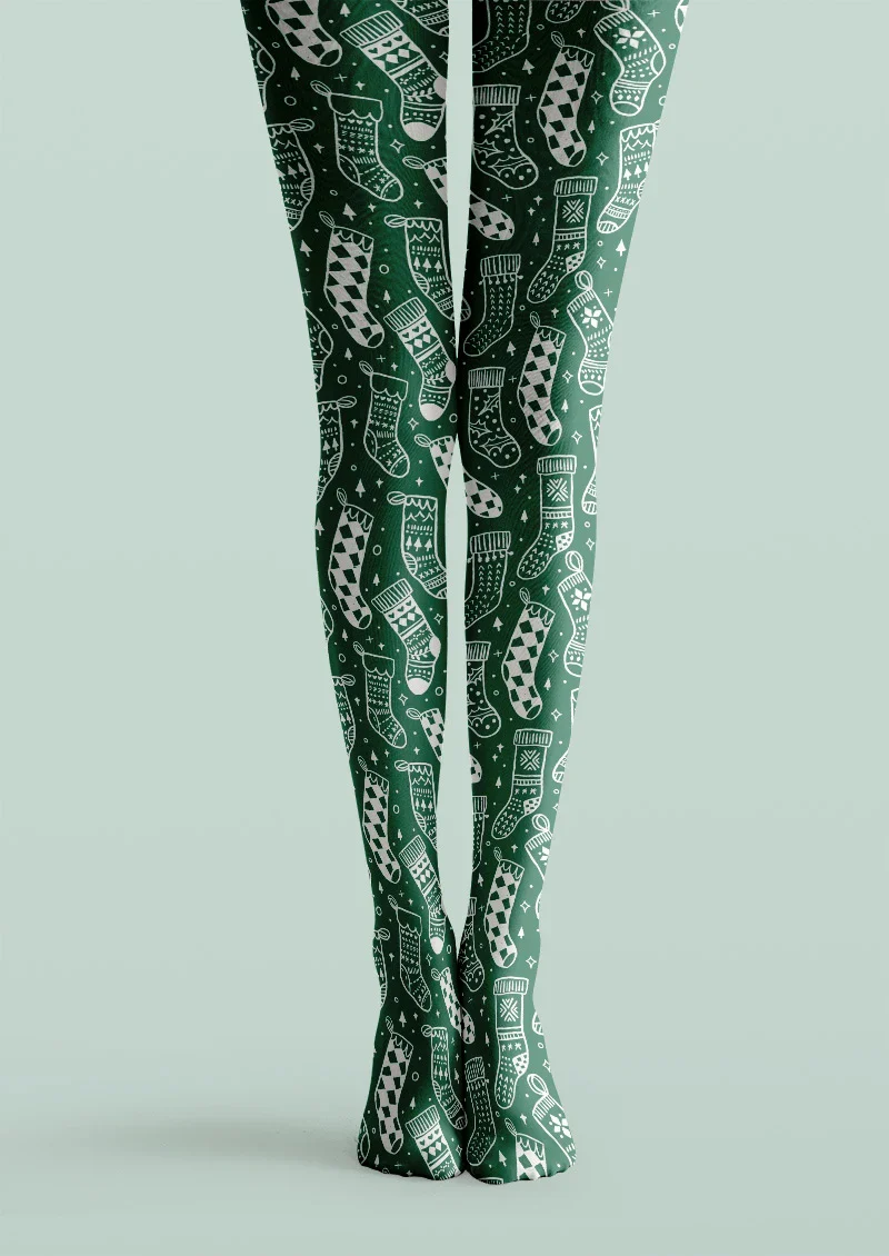 Viken Plan Green Bandana Western Tights Hosiery Pantyhose