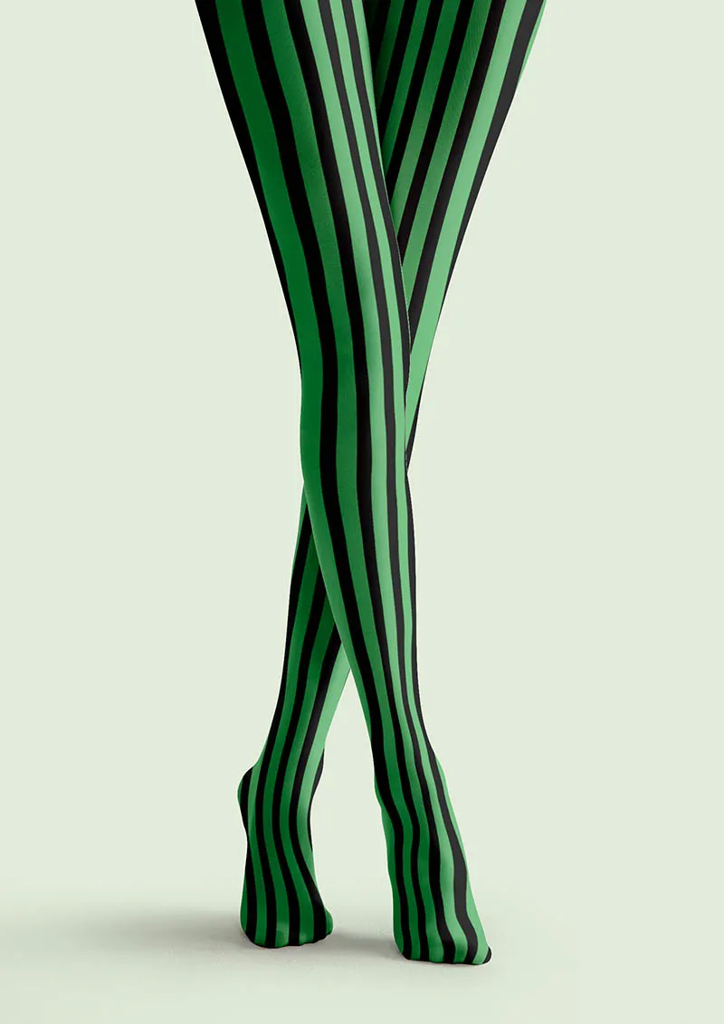Viken Plan Green Shadow Stripe Tights Hosiery Pantyhose - Image 3