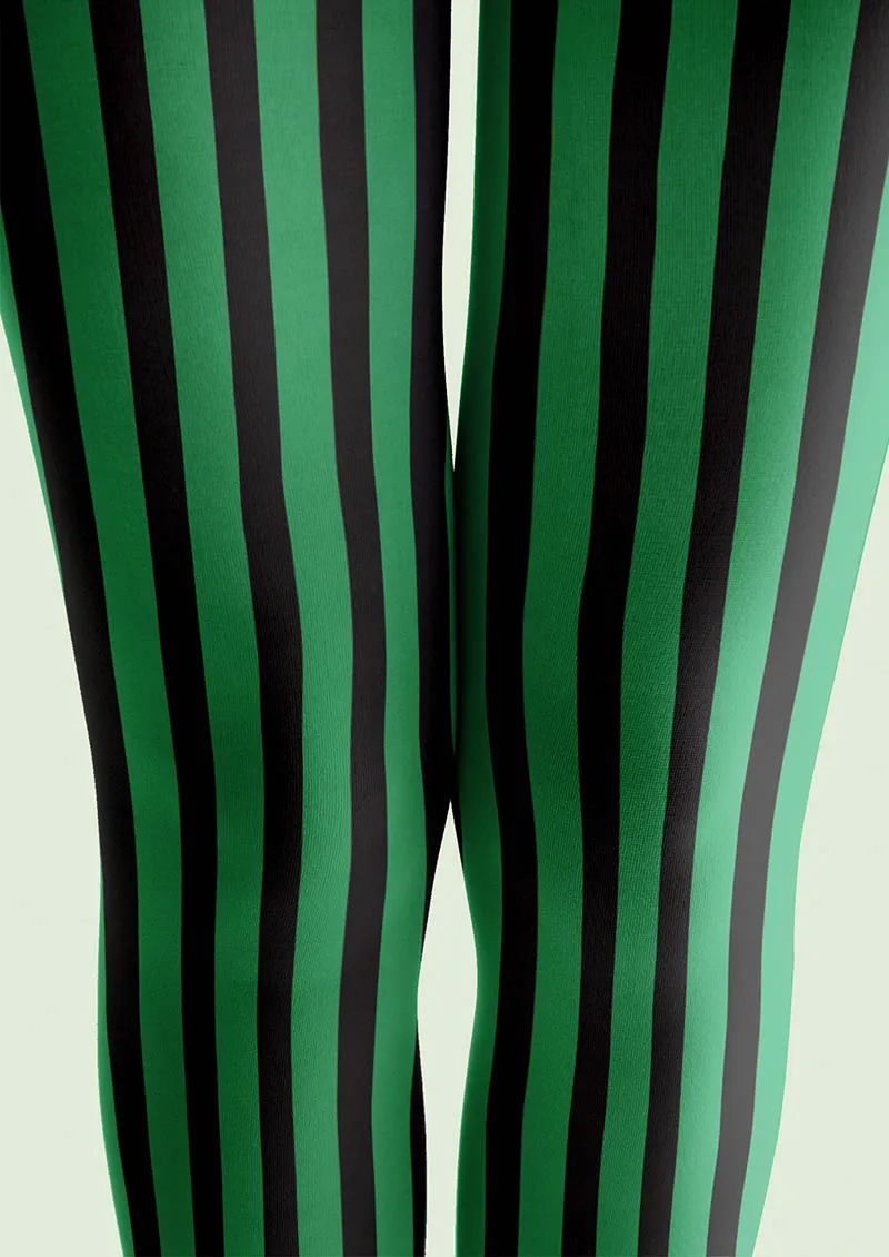 Viken Plan Green Shadow Stripe Tights Hosiery Pantyhose - Image 4