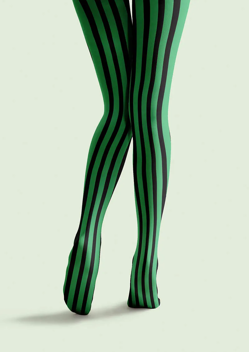 Viken Plan Green Shadow Stripe Tights Hosiery Pantyhose - Image 5