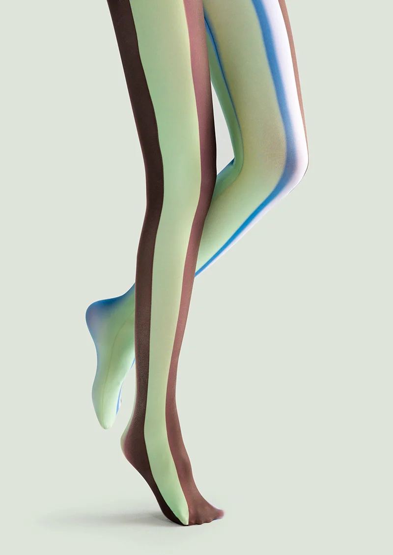 Viken Plan Fashion Printed Tights Personality Pantyhose/Tights [Greenish Stripe] - Image 4