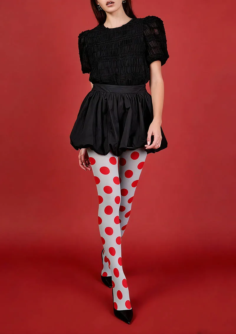 Viken Plan Grey-Red Dots Tights Hosiery Pantyhose - Image 2