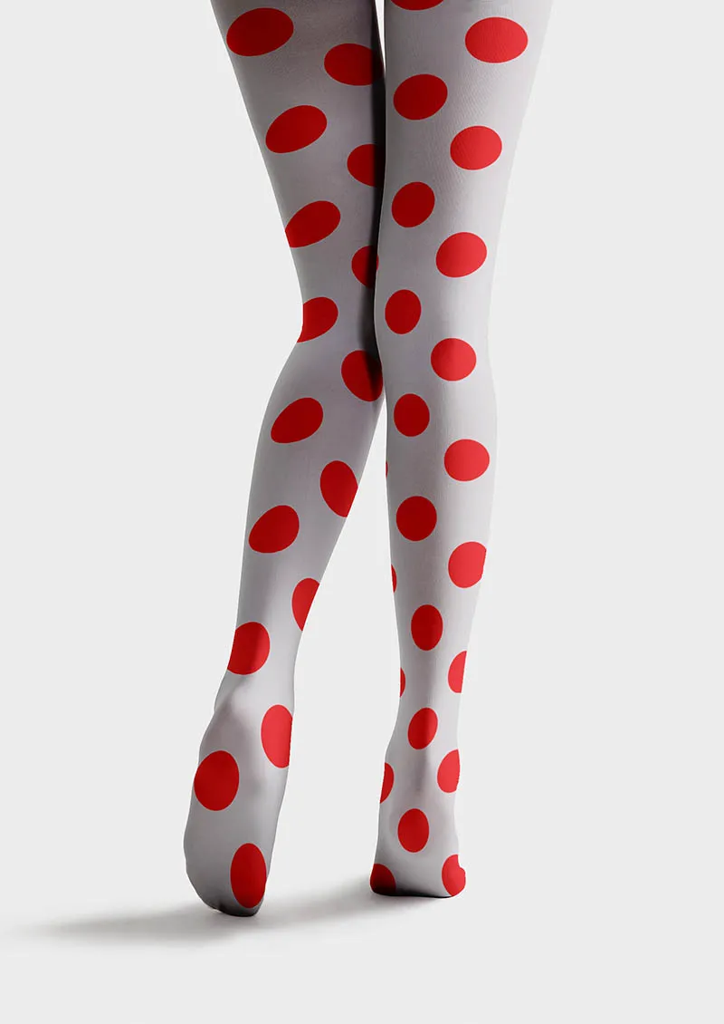 Viken Plan Grey-Red Dots Tights Hosiery Pantyhose - Image 3