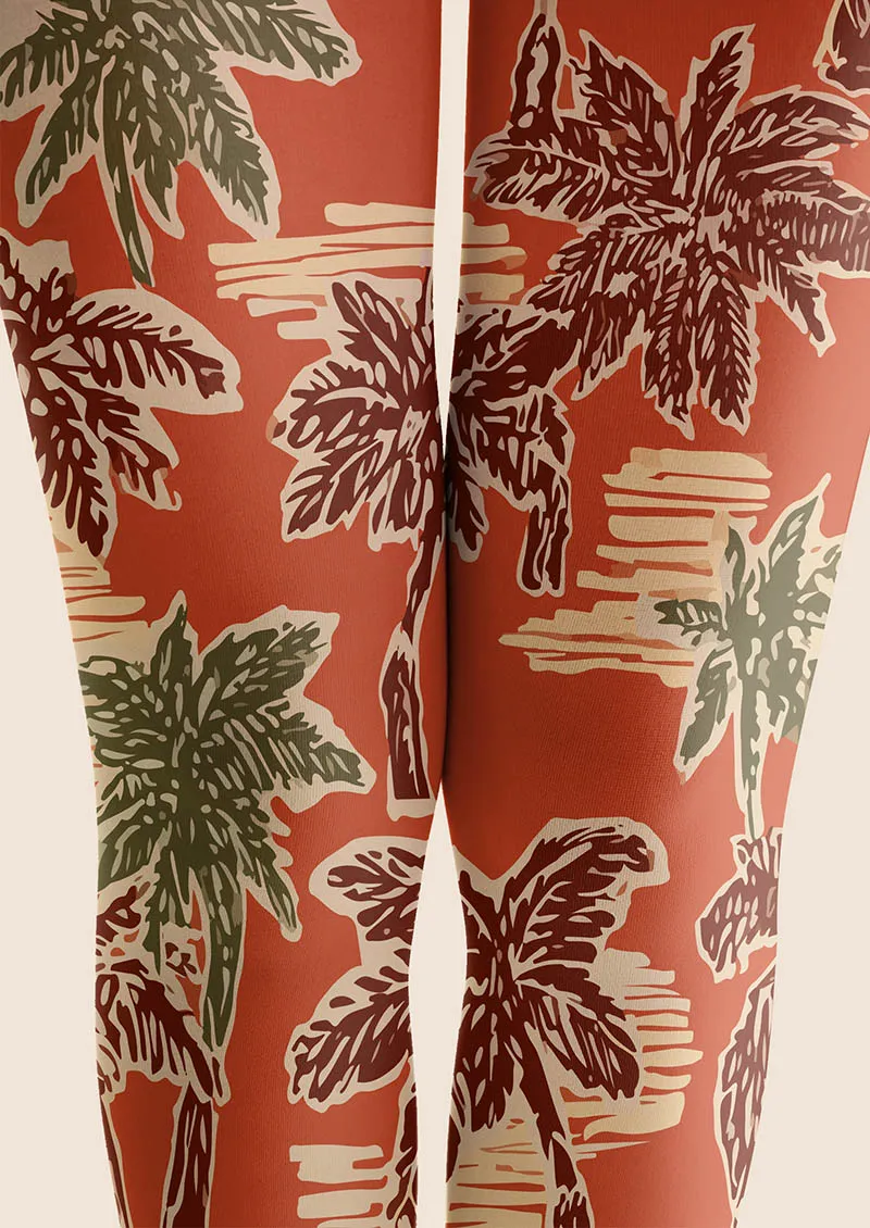 Viken Plan Hand-Drawn Palm Tights Hosiery Pantyhose - Image 3