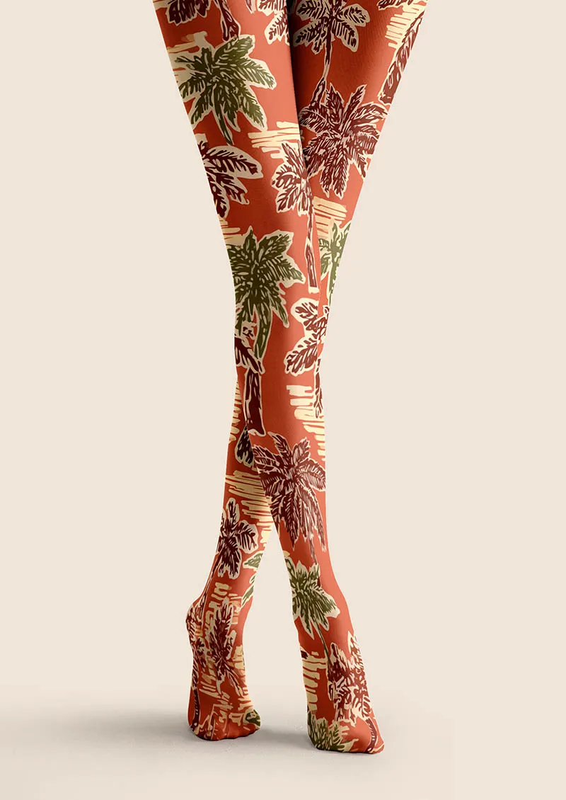 Viken Plan Hand-Drawn Palm Tights Hosiery Pantyhose - Image 4