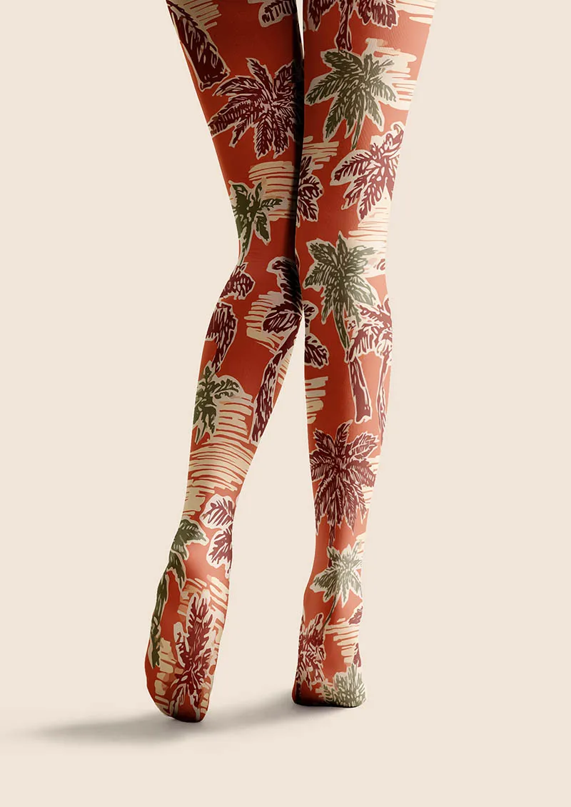 Viken Plan Hand-Drawn Palm Tights Hosiery Pantyhose - Image 5