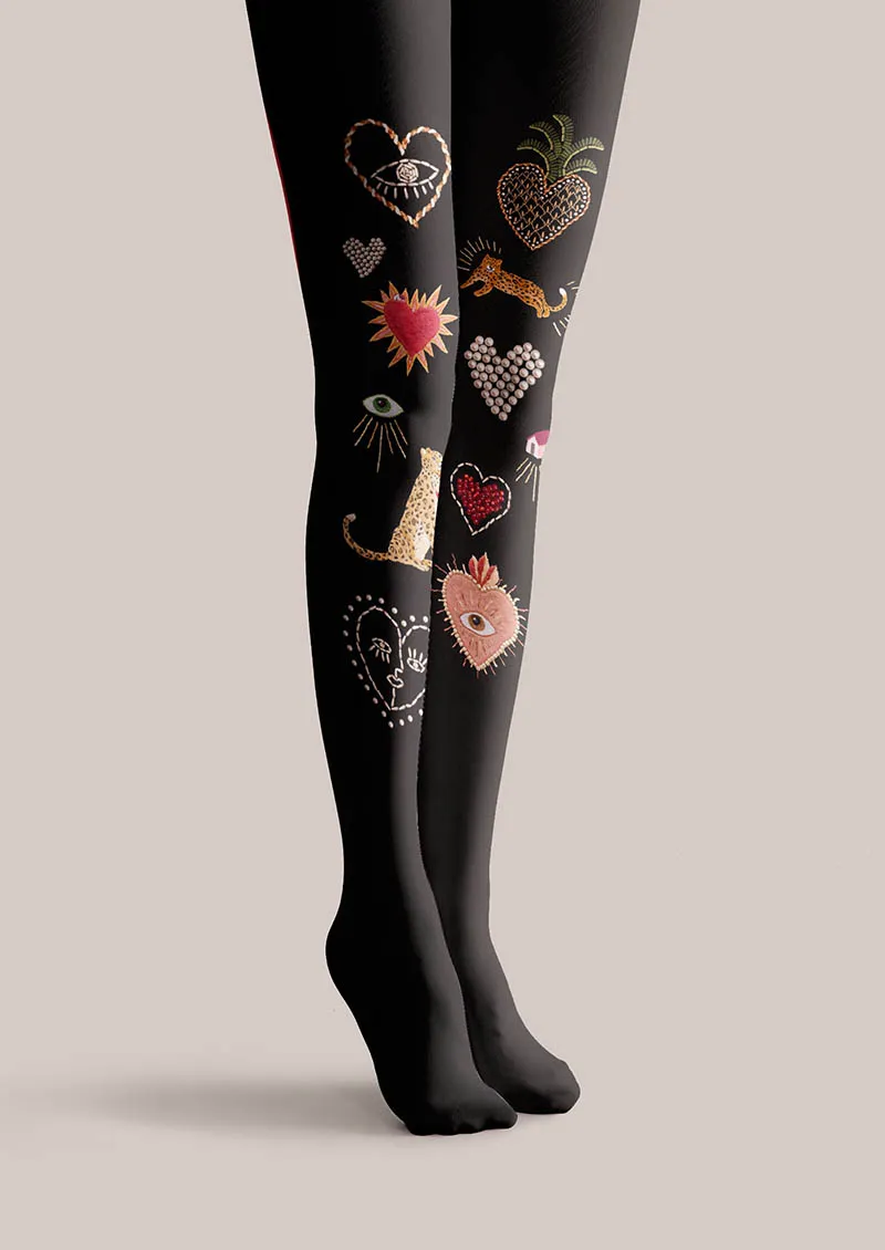 Viken Plan Fun Art Icon Stitch Tights Hosiery Pantyhose - Image 3
