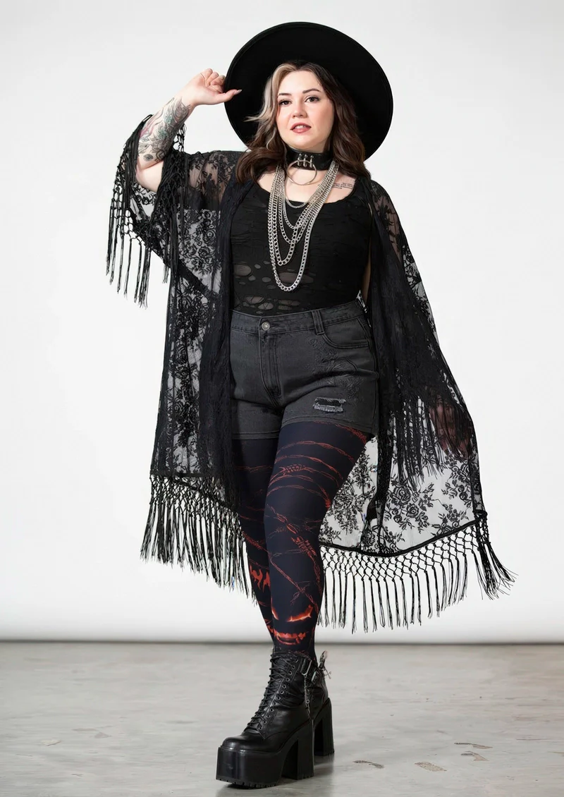 Viken Plan Dark Style Printed Tights Personality Pantyhose/Tights [Infernal Chains] - Image 3