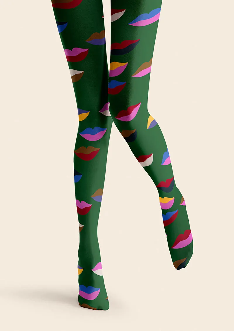 Viken Plan Valentine's Day Kiss Pattern Tights Hosiery Pantyhose - Image 2