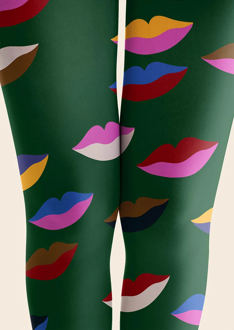 Viken Plan Valentine's Day Kiss Pattern Tights Hosiery Pantyhose - Image 3