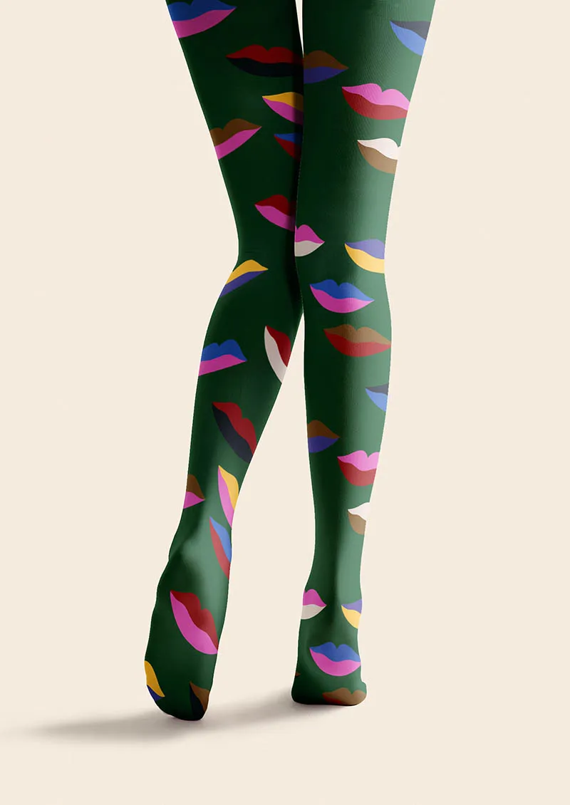 Viken Plan Valentine's Day Kiss Pattern Tights Hosiery Pantyhose - Image 4