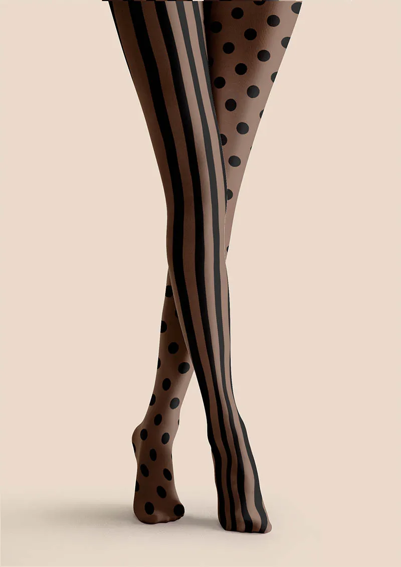 Viken Plan Latte Stripes Tights Hosiery Pantyhose - Image 3
