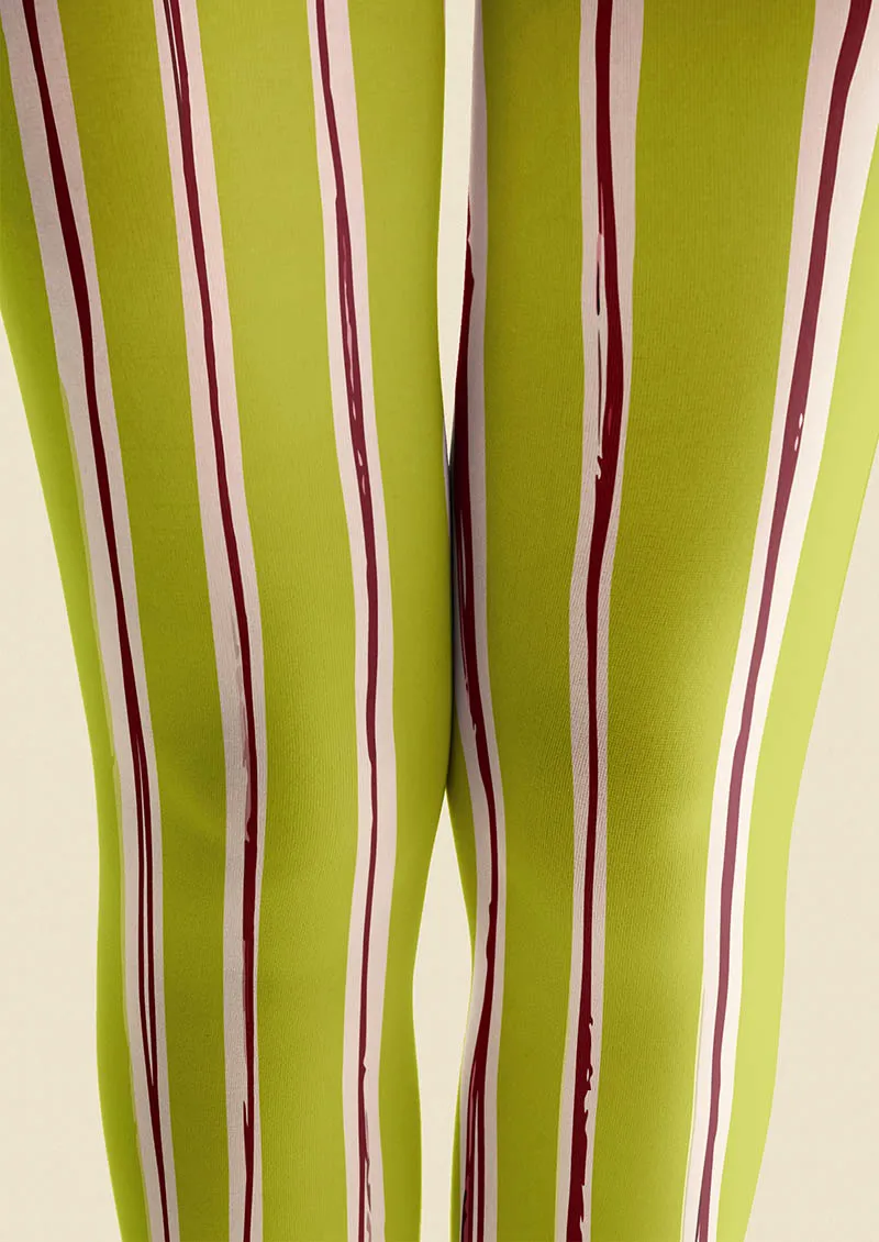 Viken Plan Lime Stripes Tights Hosiery Pantyhose - Image 5