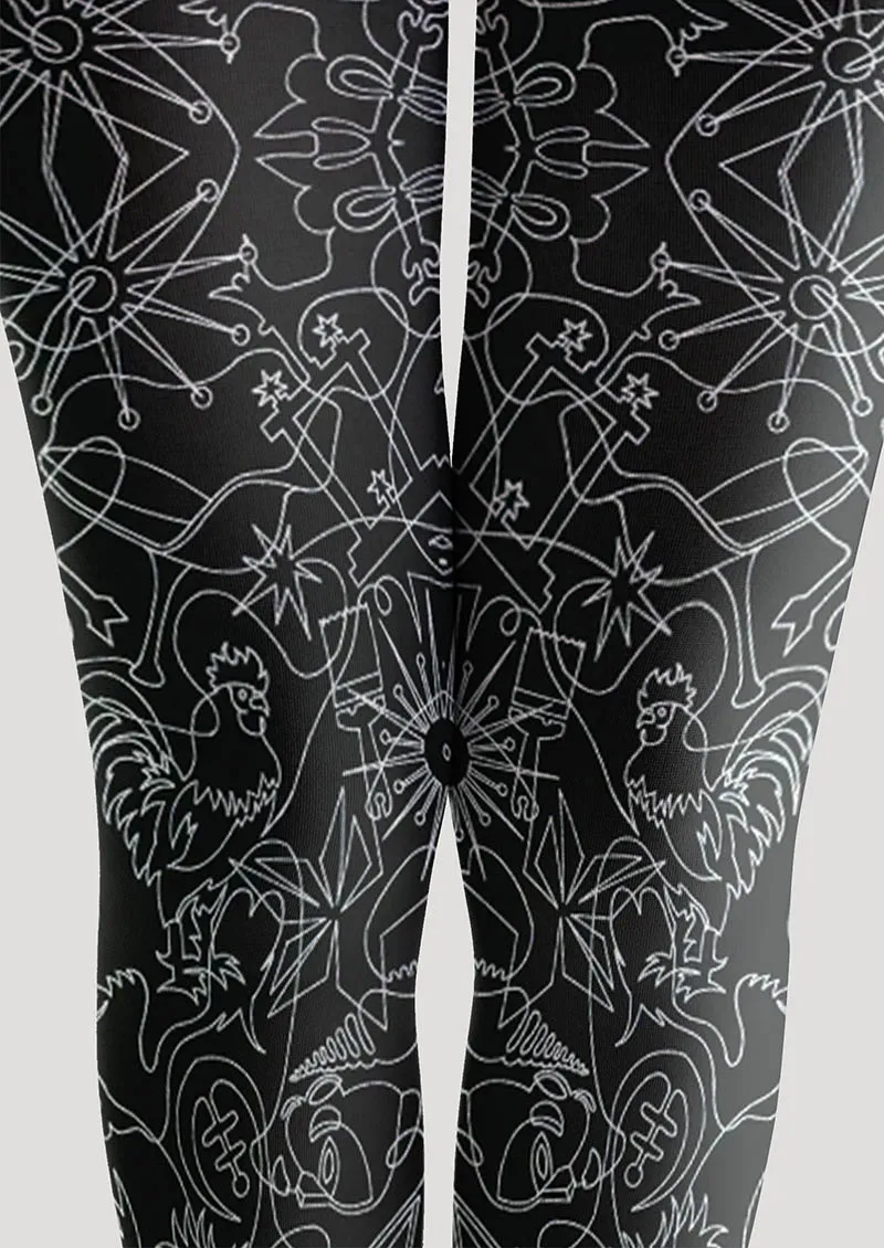 Viken Plan Floral pattern Line Echo Tights Hosiery Pantyhose - Image 4