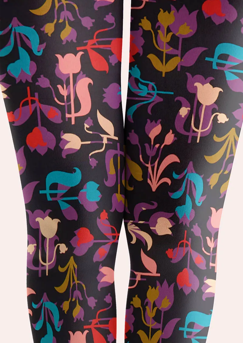 Viken Plan Floral pattern Vintage Garden Tights Hosiery Pantyhose - Image 3