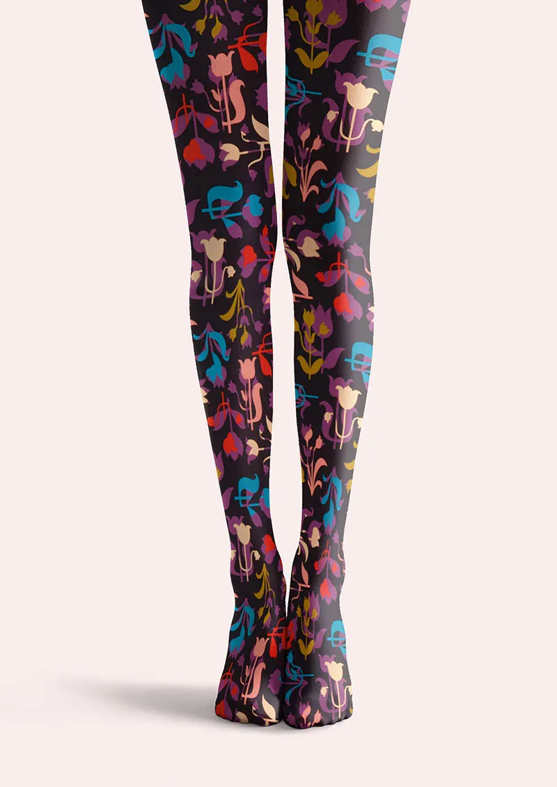Viken Plan Floral pattern Vintage Garden Tights Hosiery Pantyhose - Image 4