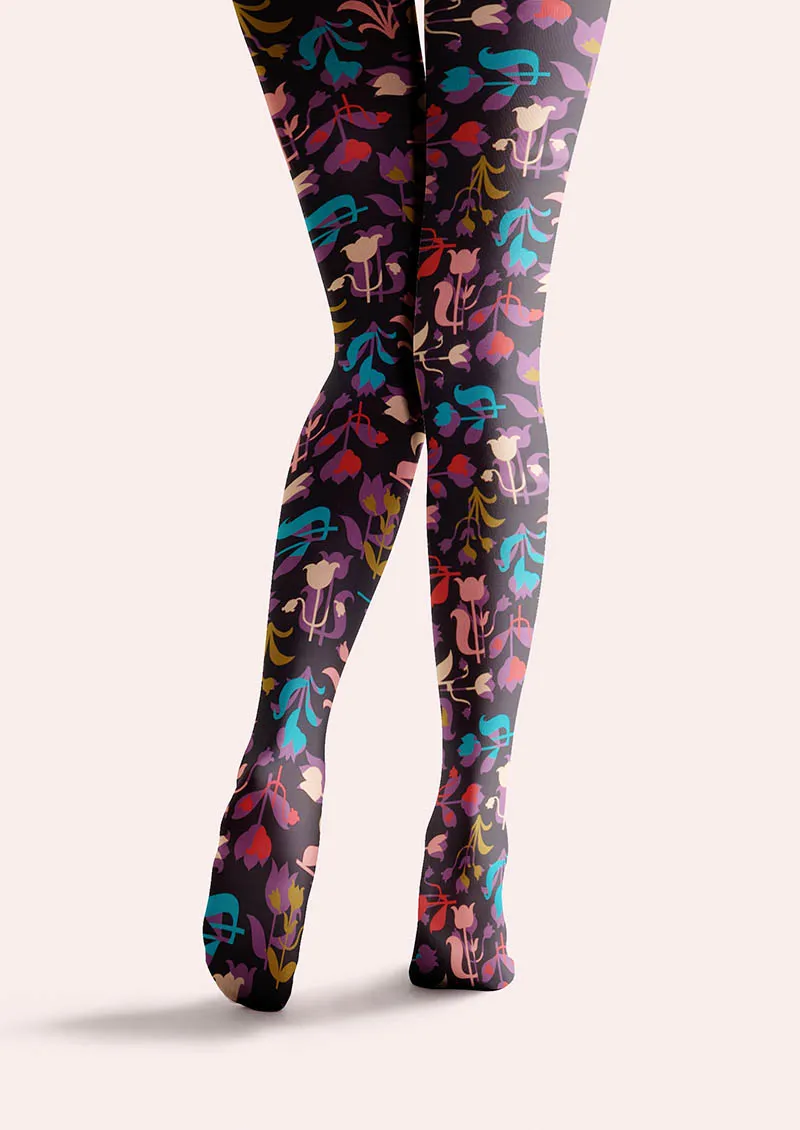 Viken Plan Floral pattern Vintage Garden Tights Hosiery Pantyhose - Image 5