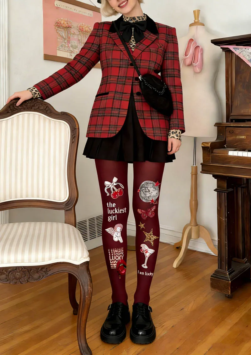 Viken Plan Valentine's Day Love Notes Tights Hosiery Pantyhose - Image 2