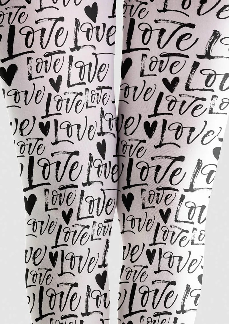 Viken Plan Valentine's Day Love Notes Tights Hosiery Pantyhose - Image 3