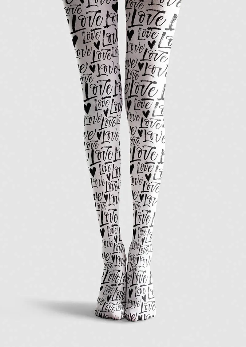 Viken Plan Valentine's Day Love Notes Tights Hosiery Pantyhose - Image 4