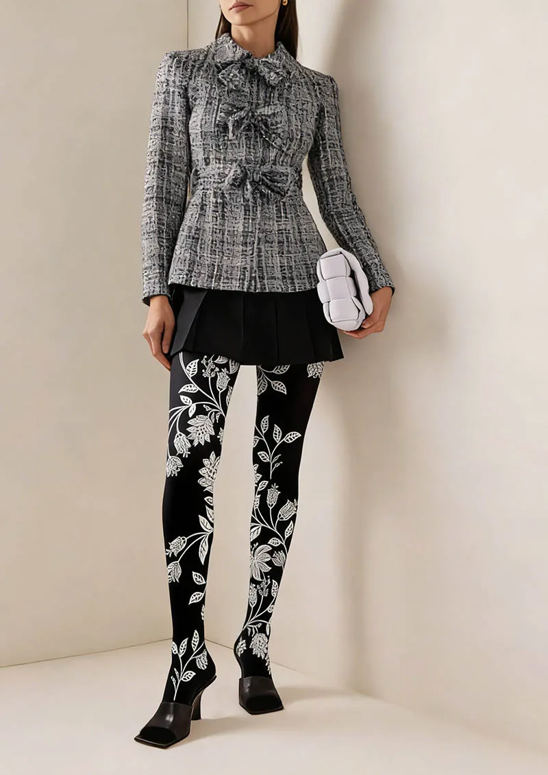 Viken Plan Floral pattern Midnight Bloom Tights Hosiery Pantyhose - Image 2