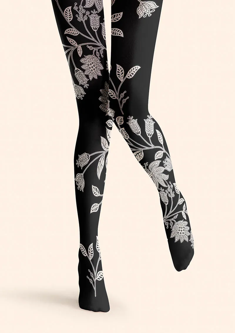 Viken Plan Floral pattern Midnight Bloom Tights Hosiery Pantyhose - Image 3