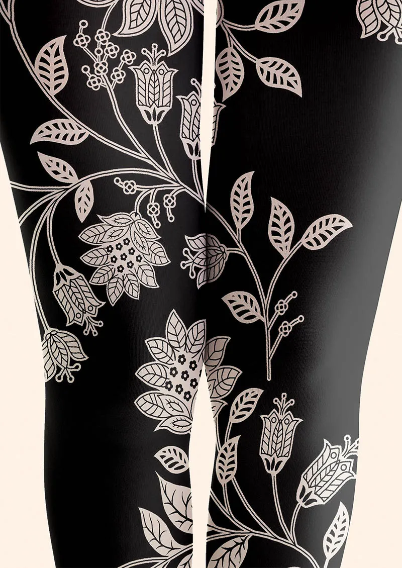 Viken Plan Floral pattern Midnight Bloom Tights Hosiery Pantyhose - Image 4