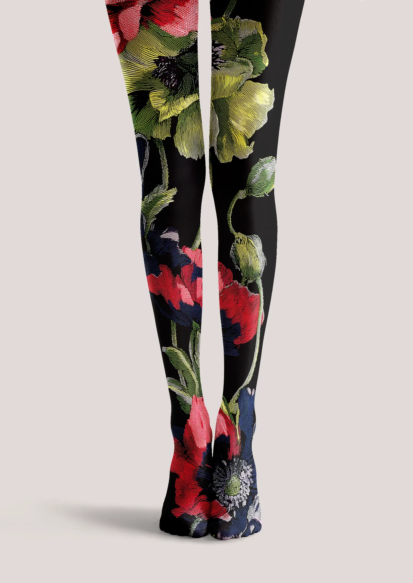Viken Plan Midnight Flora Print Tights Hosiery Pantyhose - Image 3