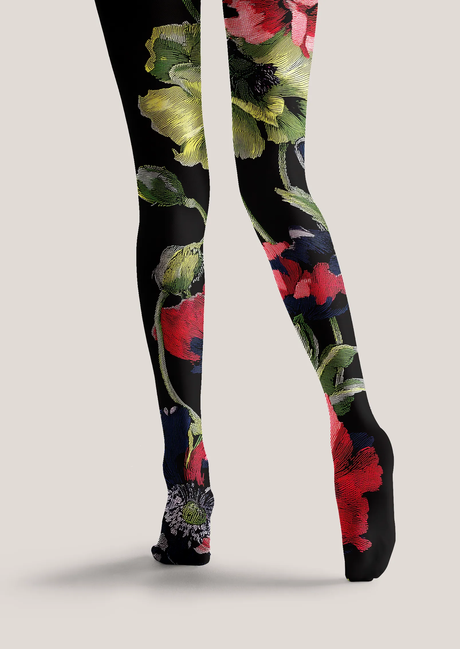 Viken Plan Midnight Flora Print Tights Hosiery Pantyhose - Image 4