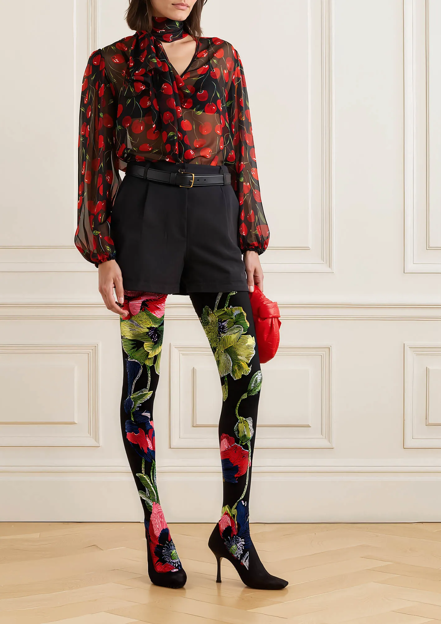 Viken Plan Midnight Flora Print Tights Hosiery Pantyhose - Image 6