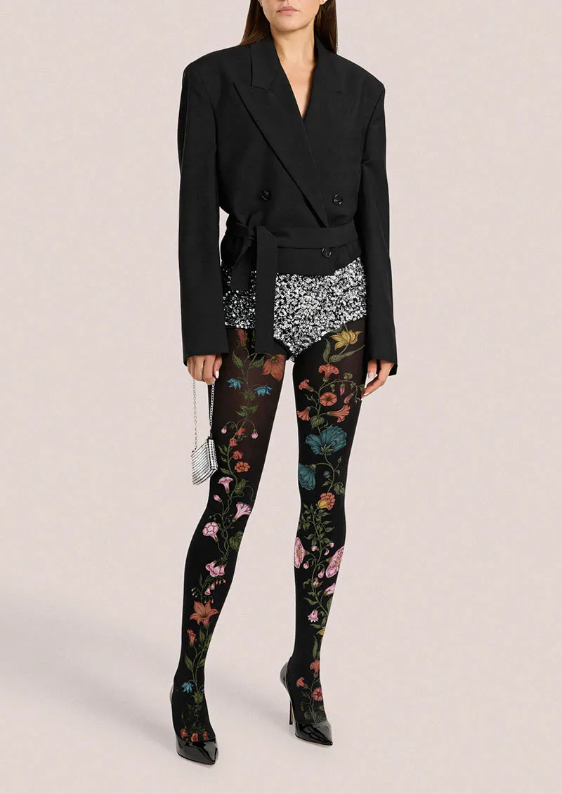 Viken Plan Midnight Garden Floral Tights Hosiery Pantyhose - Image 2