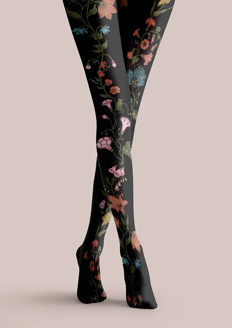 Viken Plan Midnight Garden Floral Tights Hosiery Pantyhose - Image 3