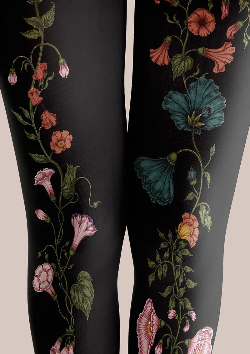 Viken Plan Midnight Garden Floral Tights Hosiery Pantyhose - Image 4