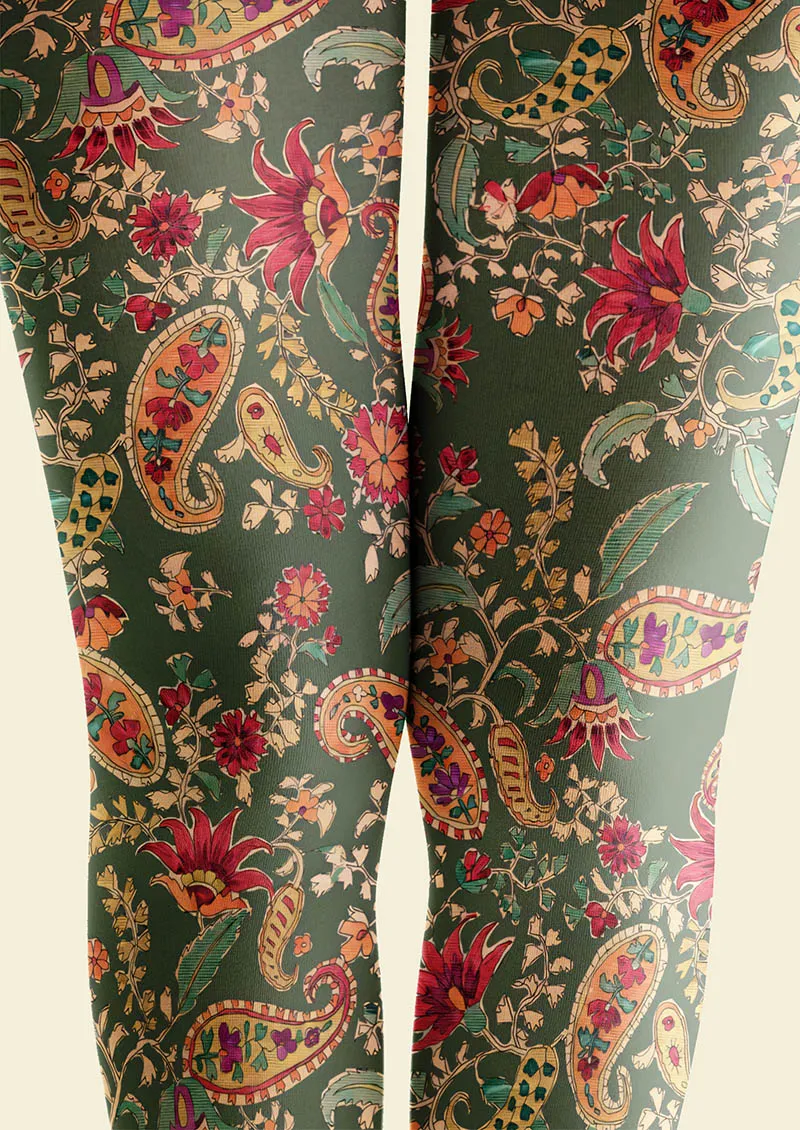 Viken Plan Mint Vintage Paisley Tights Hosiery Pantyhose - Image 3